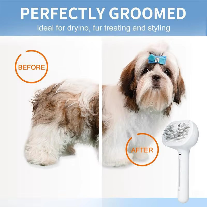 Dog Comb Pet Steam Massage Brush Safe round Head Soft Teeth Spray Hair Removal Comb for Dog Universal for Cats Dogs Accessories