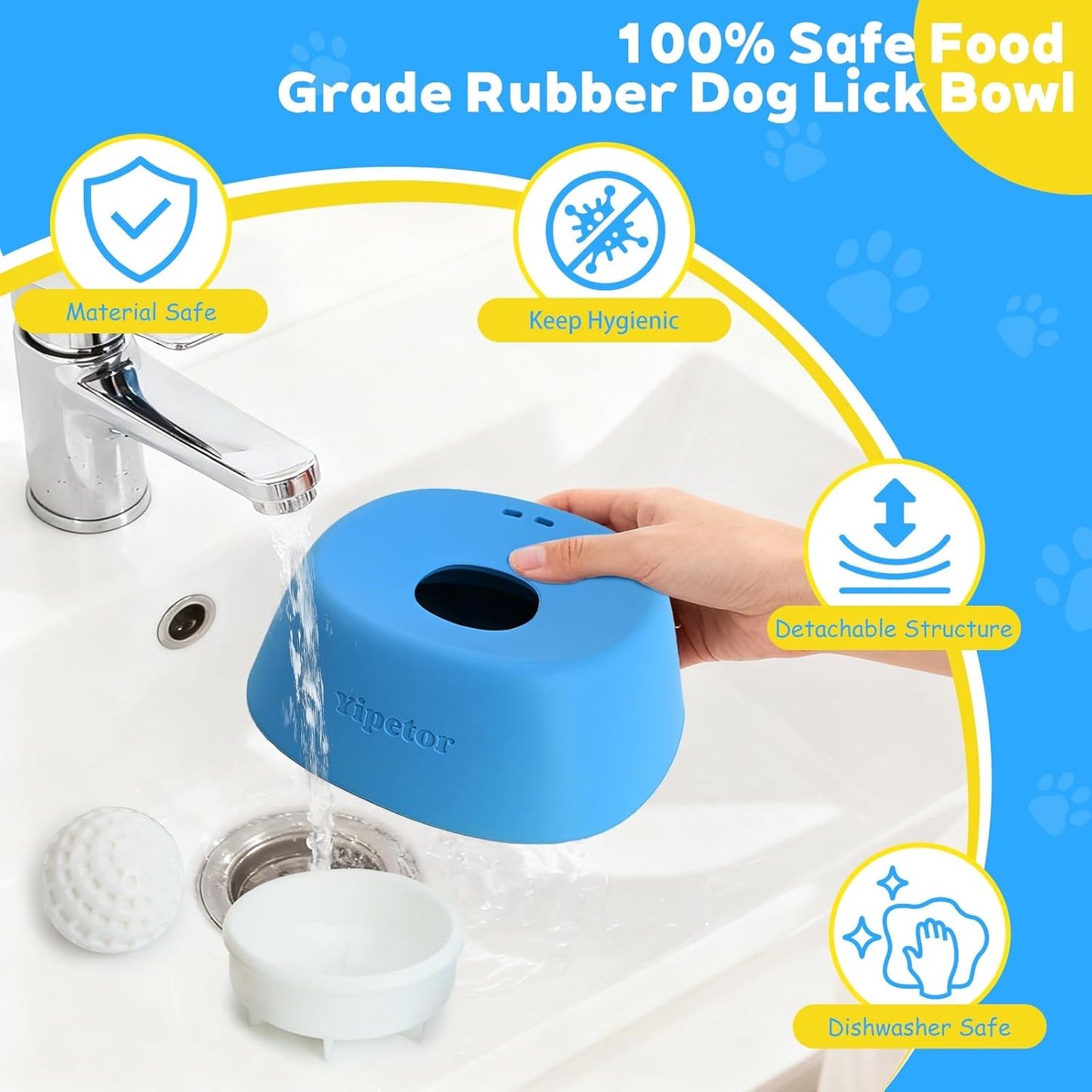 Anti-Slip Slow Feeder Dog Bowl for Liquids, Bone Broth and Yogurt Lick Toy for Dogs of All Breeds, Ideal for Dietary Supplements and Post-Operative Nutrition