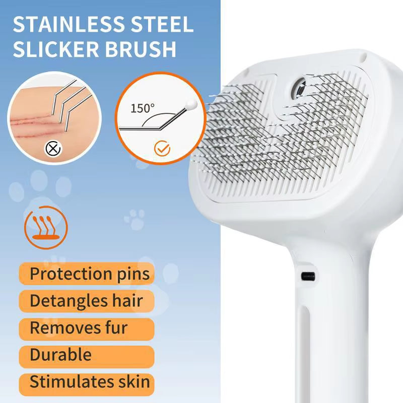Dog Comb Pet Steam Massage Brush Safe round Head Soft Teeth Spray Hair Removal Comb for Dog Universal for Cats Dogs Accessories